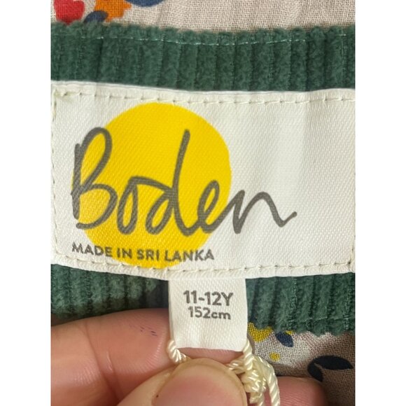 Boden Corduroy Romper Green 11Y Floral Boho Hippie Indie Classic Chic Shortalls - Picture 2 of 12